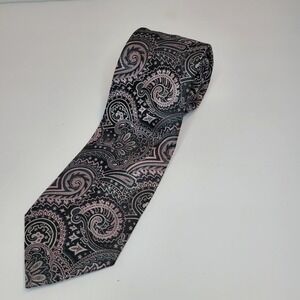 Pierre Cardin 100% Polyester Blue‎ Pink and Gray Paisley Neck Tie
